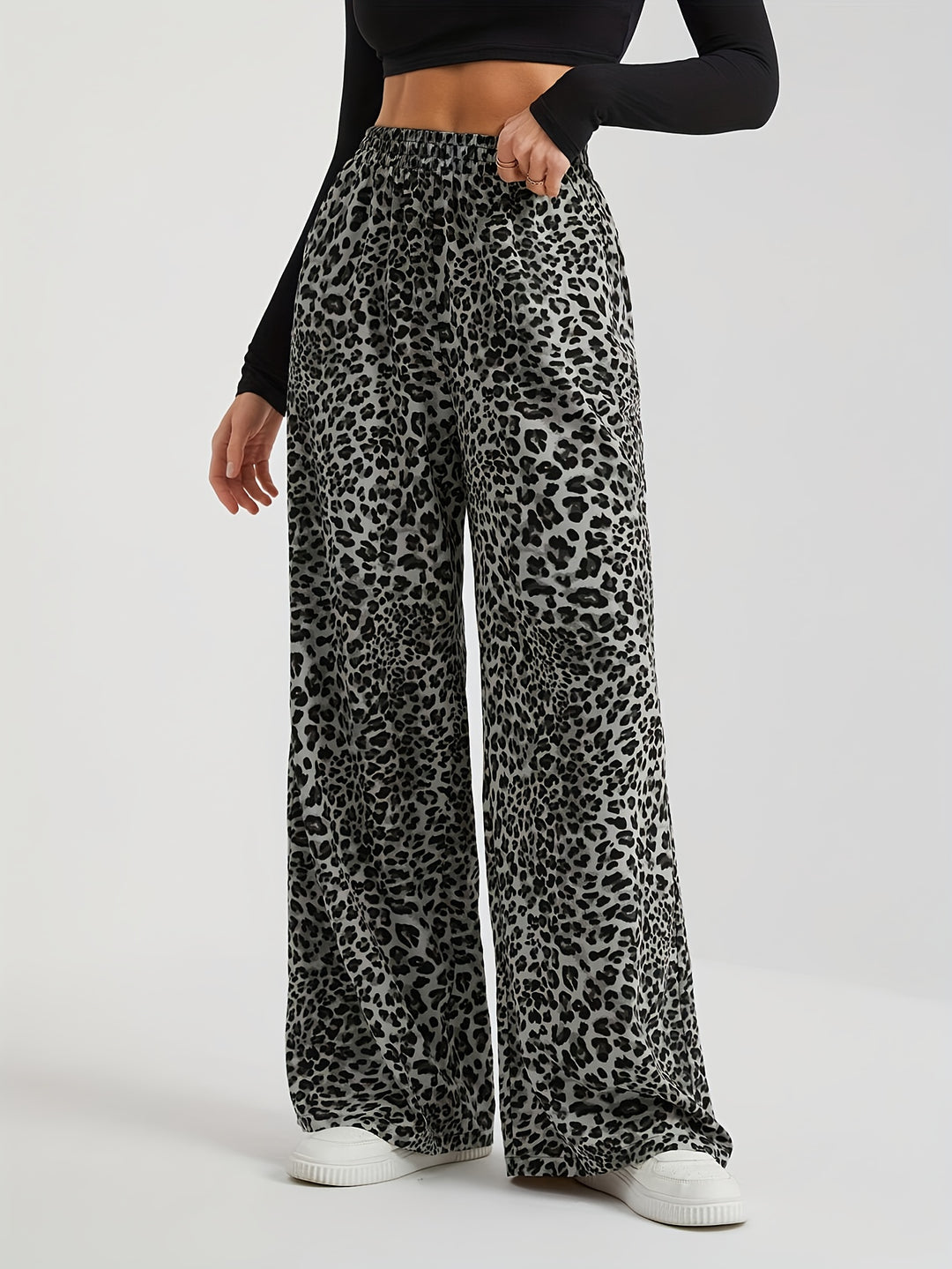 Rosita | Small Leopard Print Wide Leg Pants