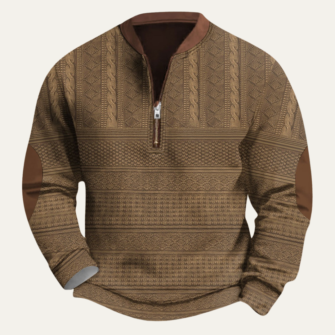 Martial | Elbow Patch Patterned Half Zip