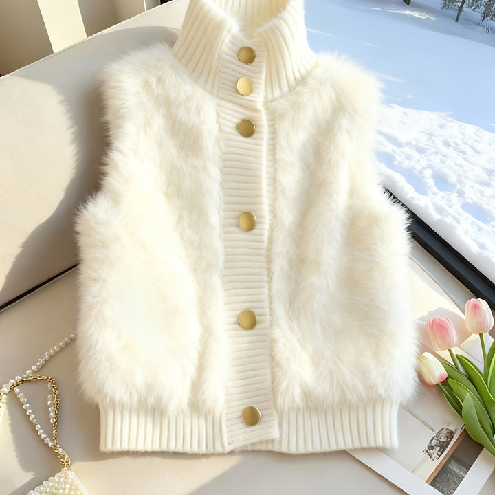 Ermeline | Faux Fur Stand Collar Vest