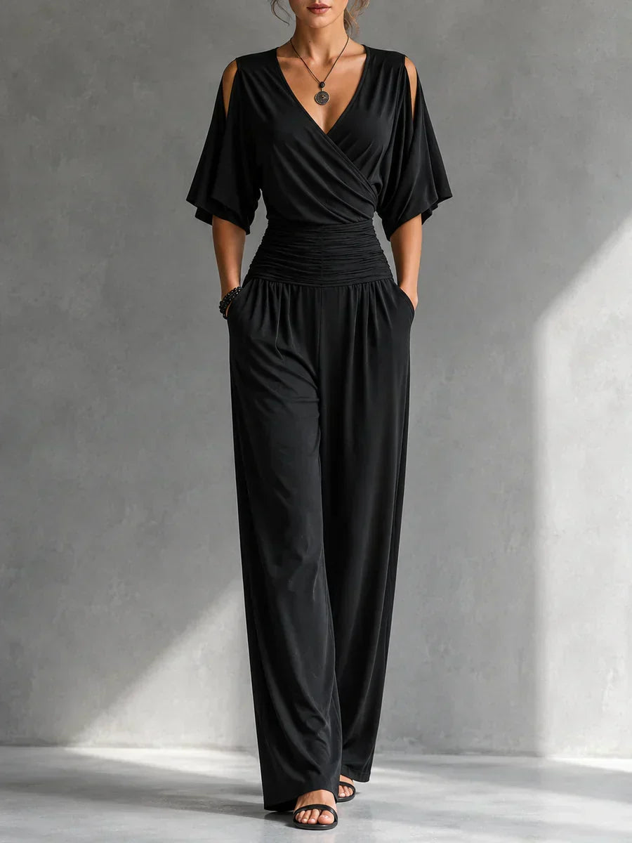 Felicienne | Wrap Front Wide Leg Jumpsuit