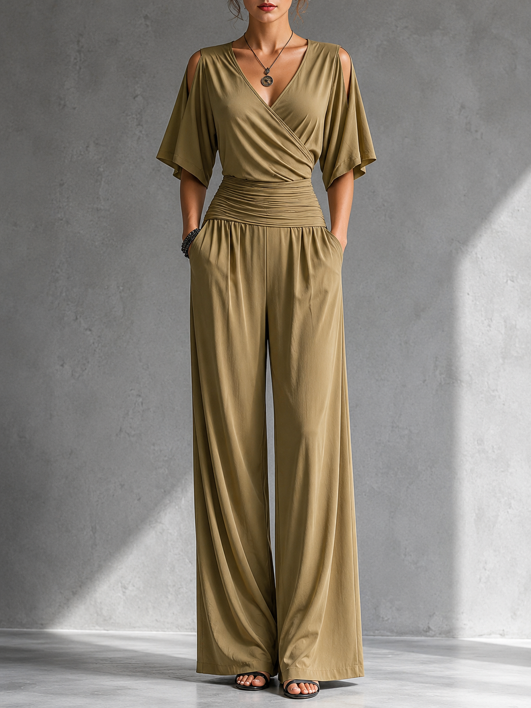 Felicienne | Wrap Front Wide Leg Jumpsuit
