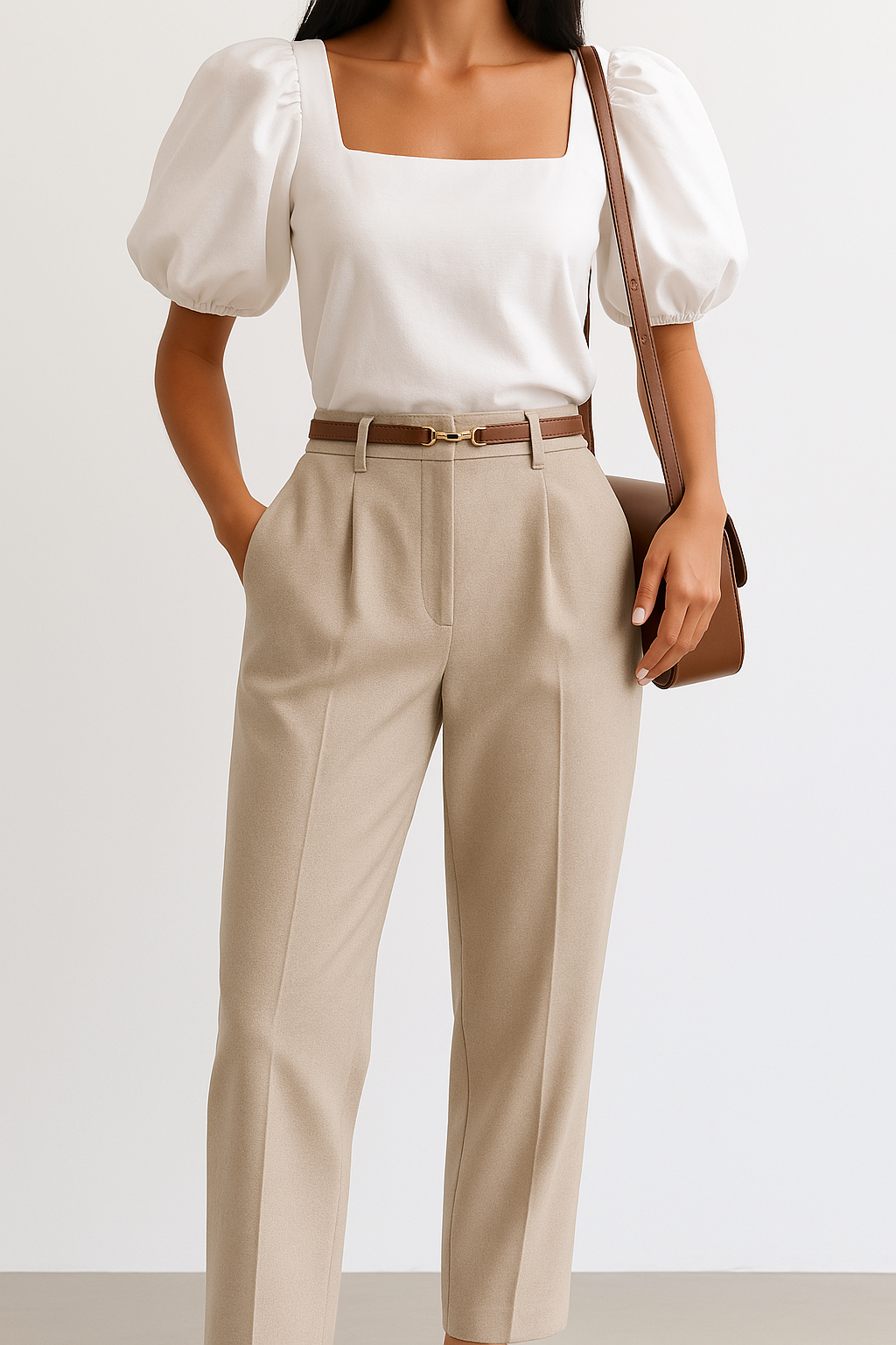 Adelia | 50% Wool Belted Wide Leg Trousers