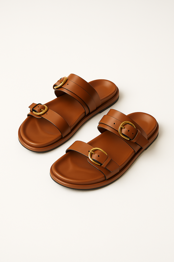 Edmee | 100% Leather Double Strap Sandals