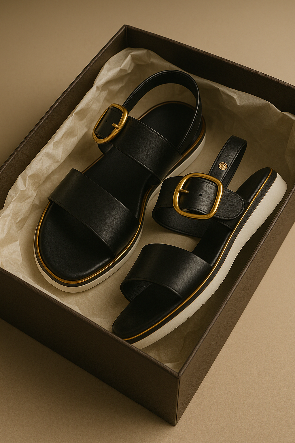 Valeria | Cross Strap Gold Buckle Sandals