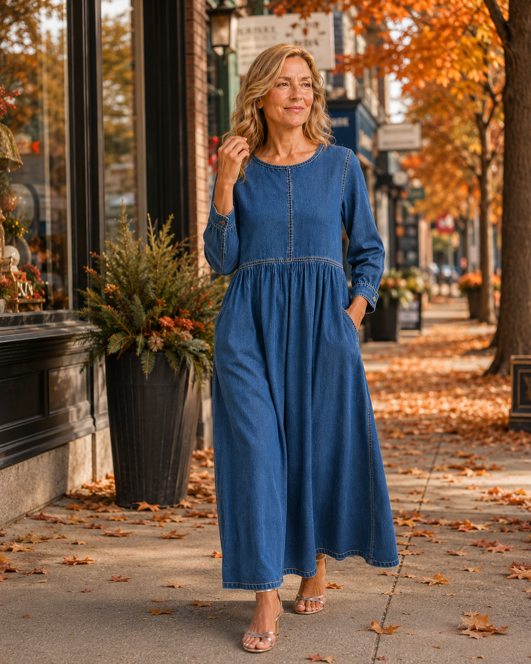 Aimée | 100% Cotton Denim Maxi Dress