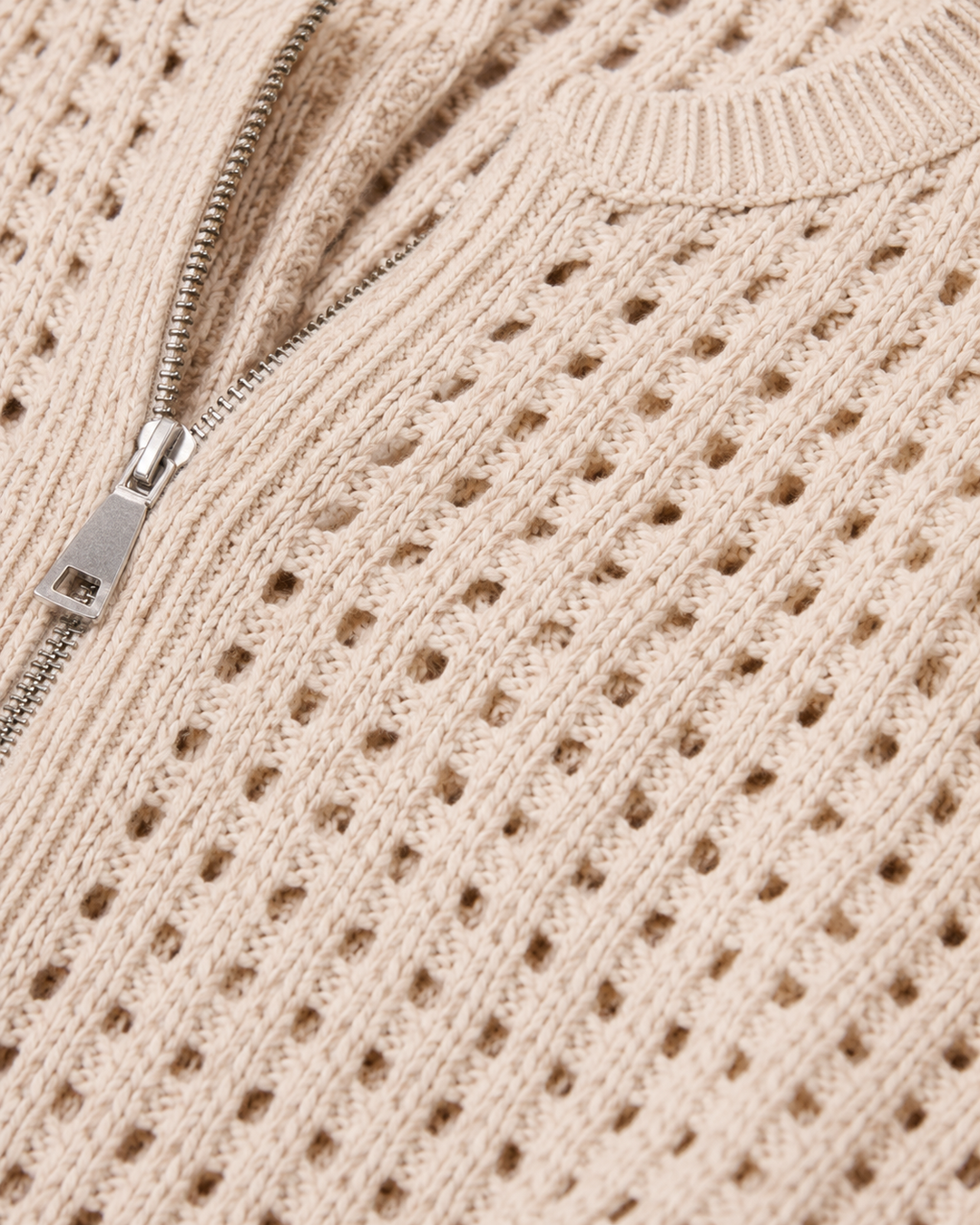 Ninon | Open Knit Zip Cardigan
