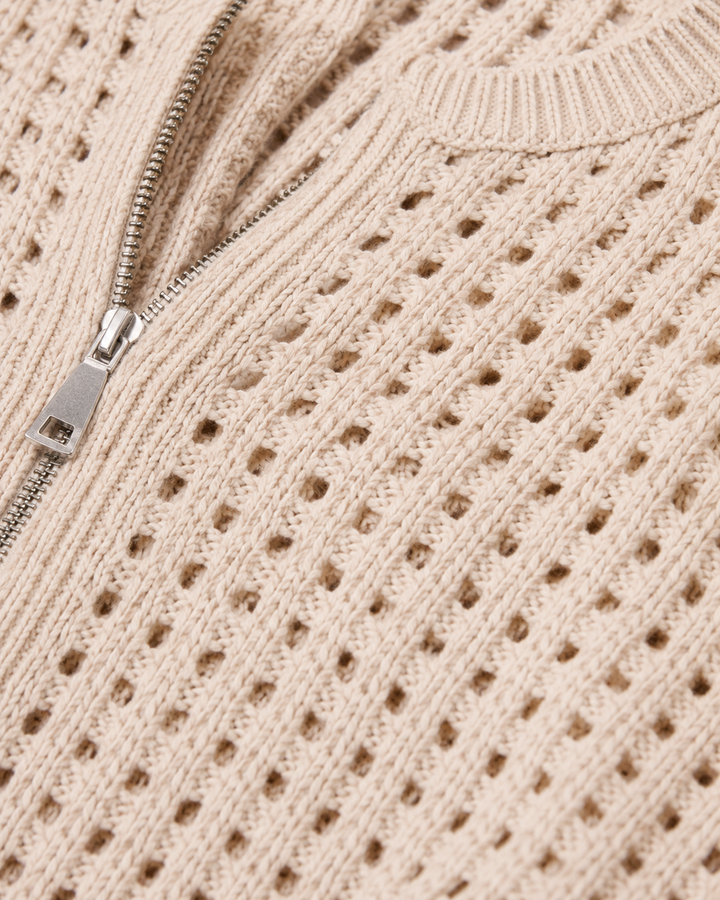 Ninon | Open Knit Zip Cardigan