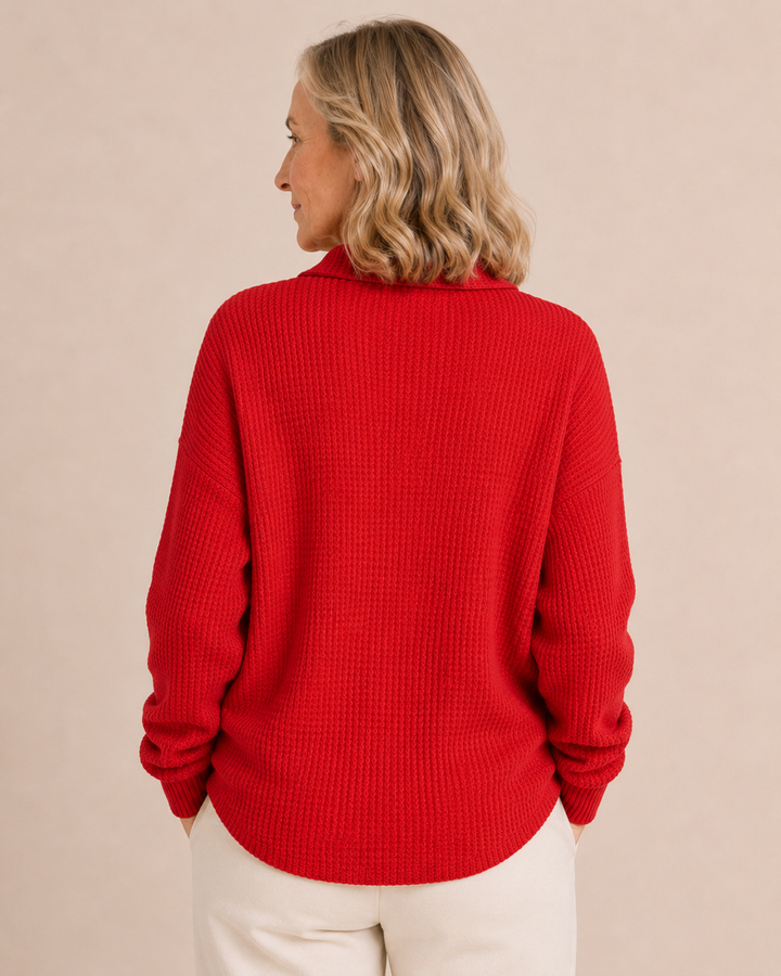 Lauraine | Textured Knit Polo Sweater