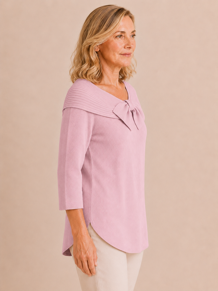Yolaine | Wide Bow Collar Sweater