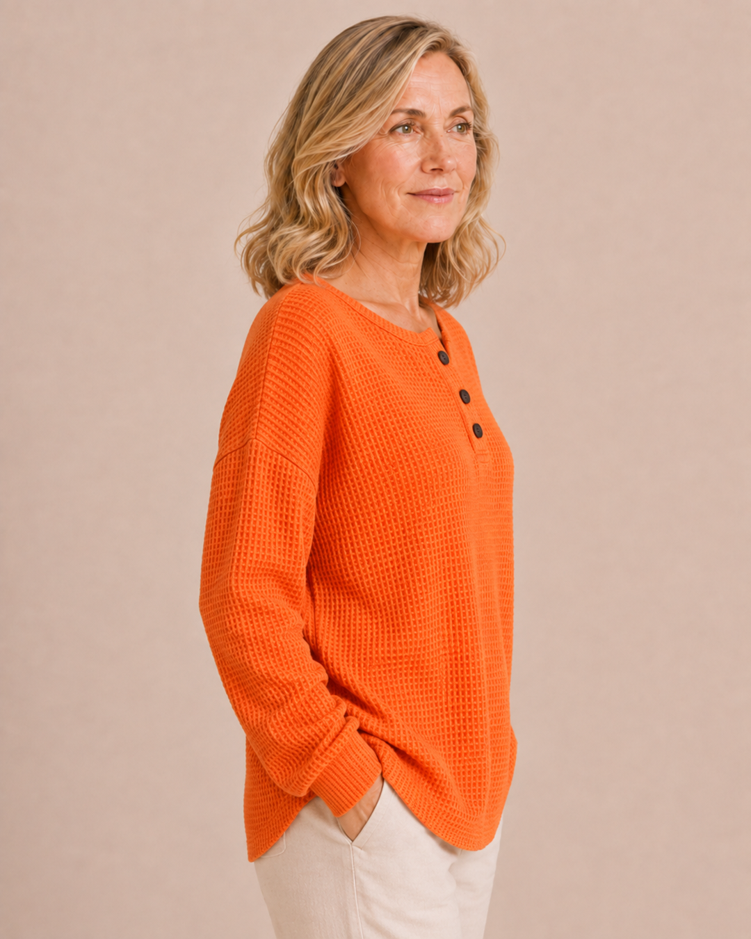 Toinette | Waffle Knit Henley Top