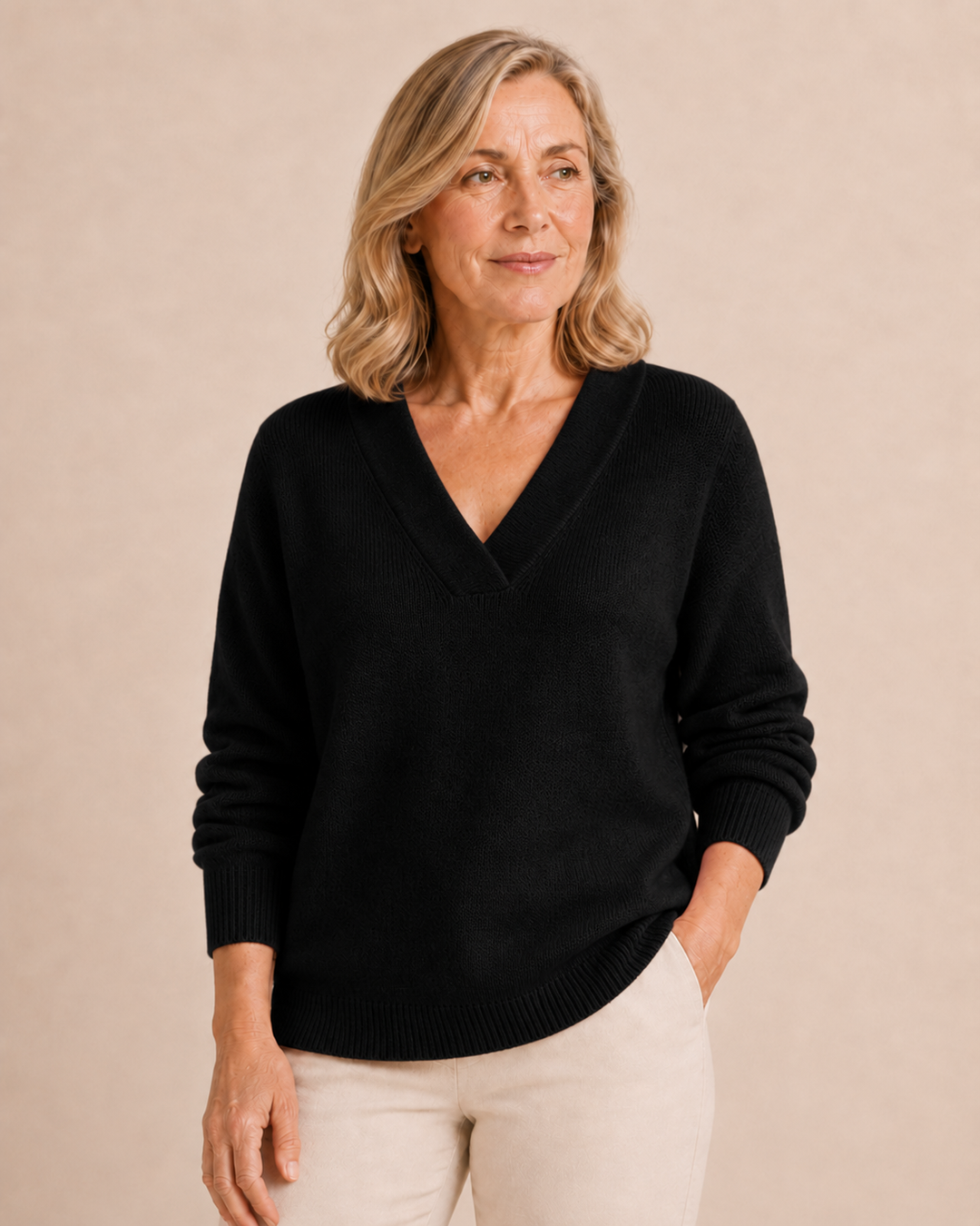 Louisa | Deep V-Neck Wool Sweater