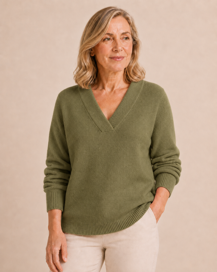 Louisa | Deep V-Neck Wool Sweater