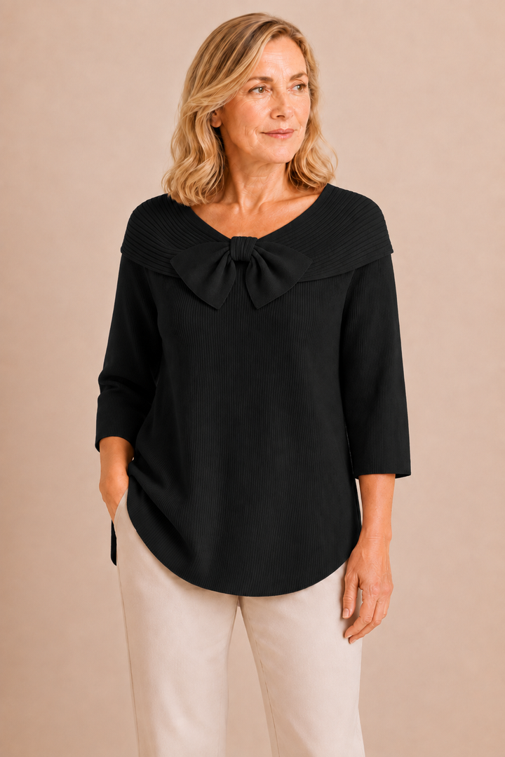 Yolaine | Wide Bow Collar Sweater