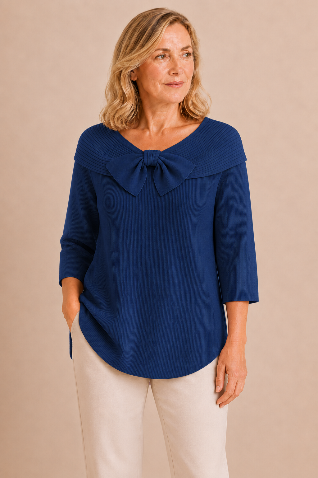 Yolaine | Wide Bow Collar Sweater