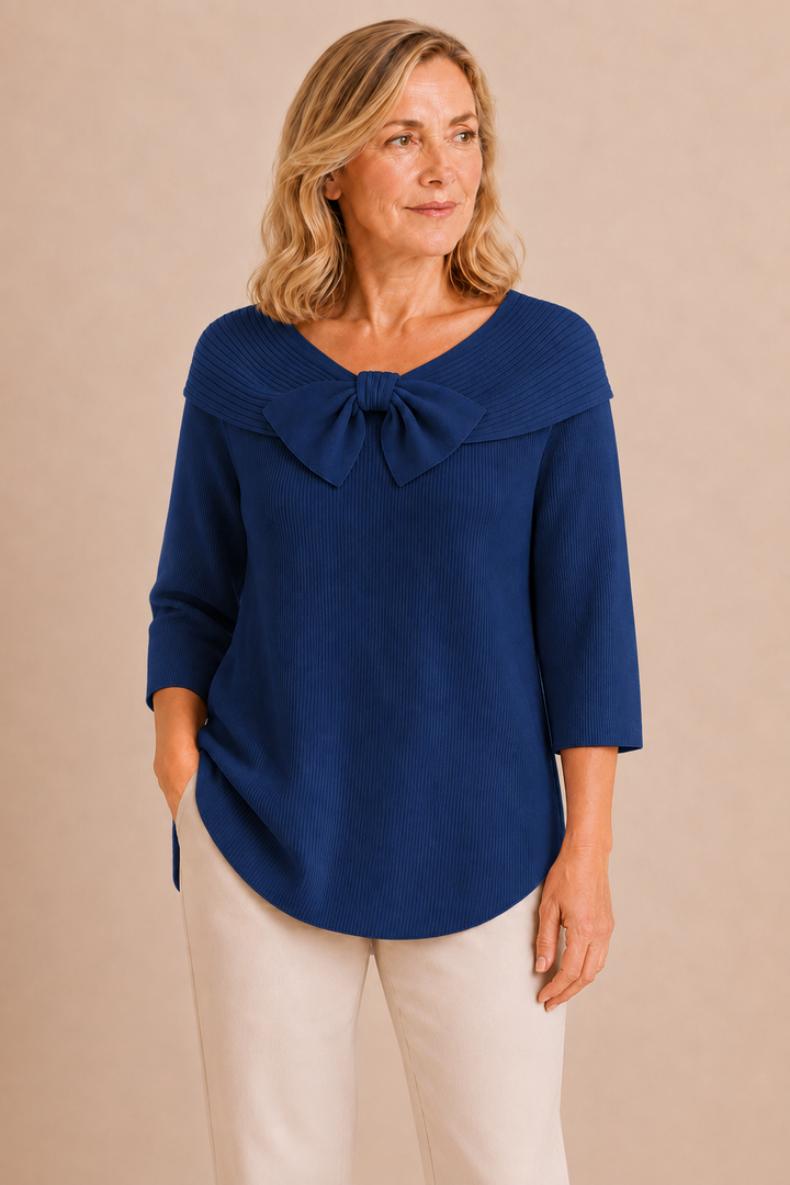 Yolaine | Wide Bow Collar Sweater