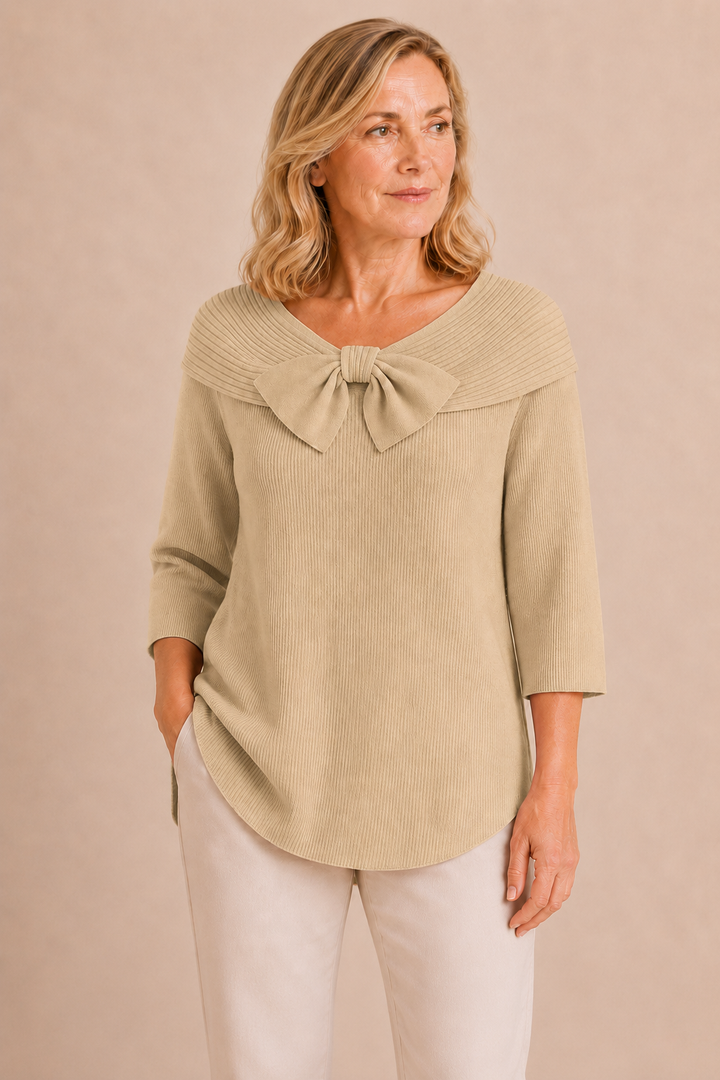 Yolaine | Wide Bow Collar Sweater