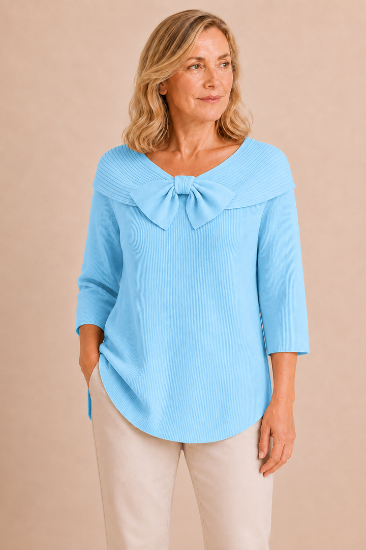 Yolaine | Wide Bow Collar Sweater
