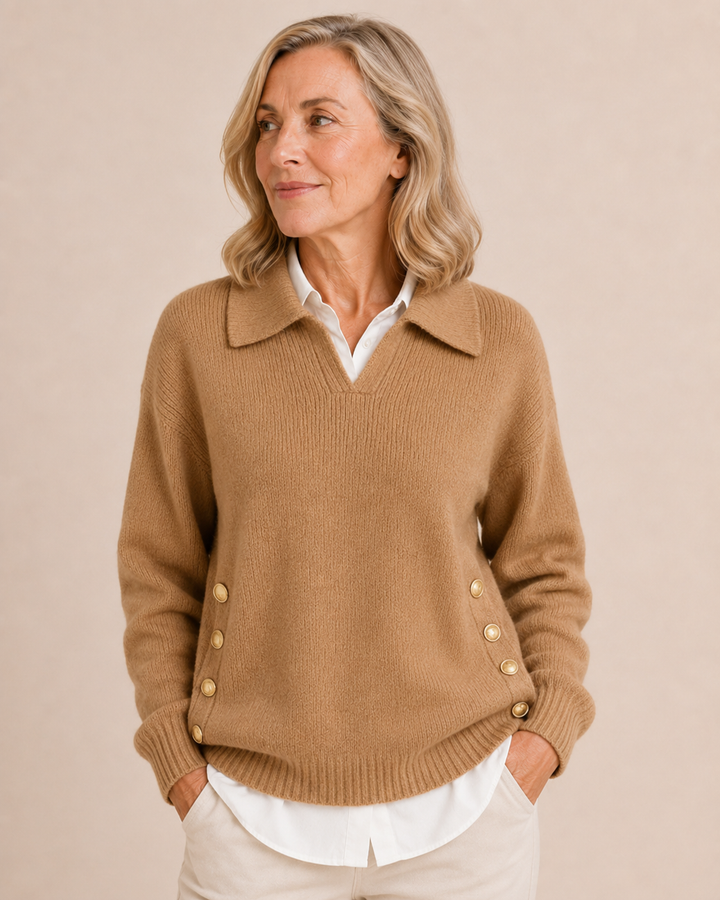 Doriane | Side Button Collar Sweater