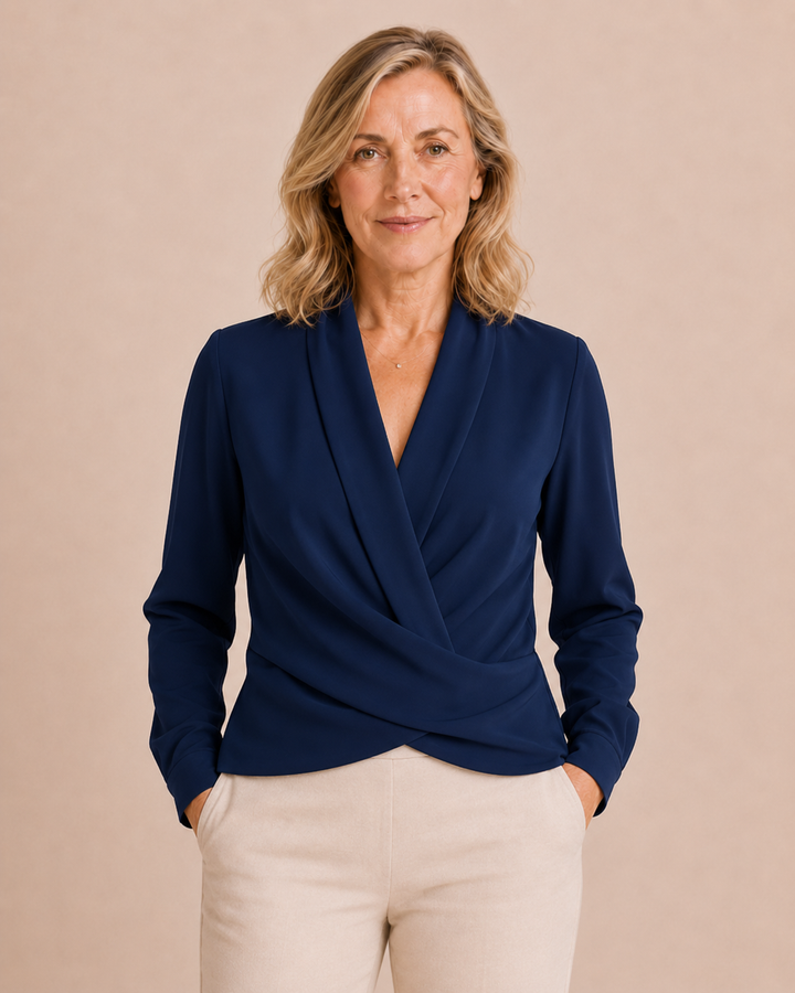 Zerline | Satin Wrap Front Blouse