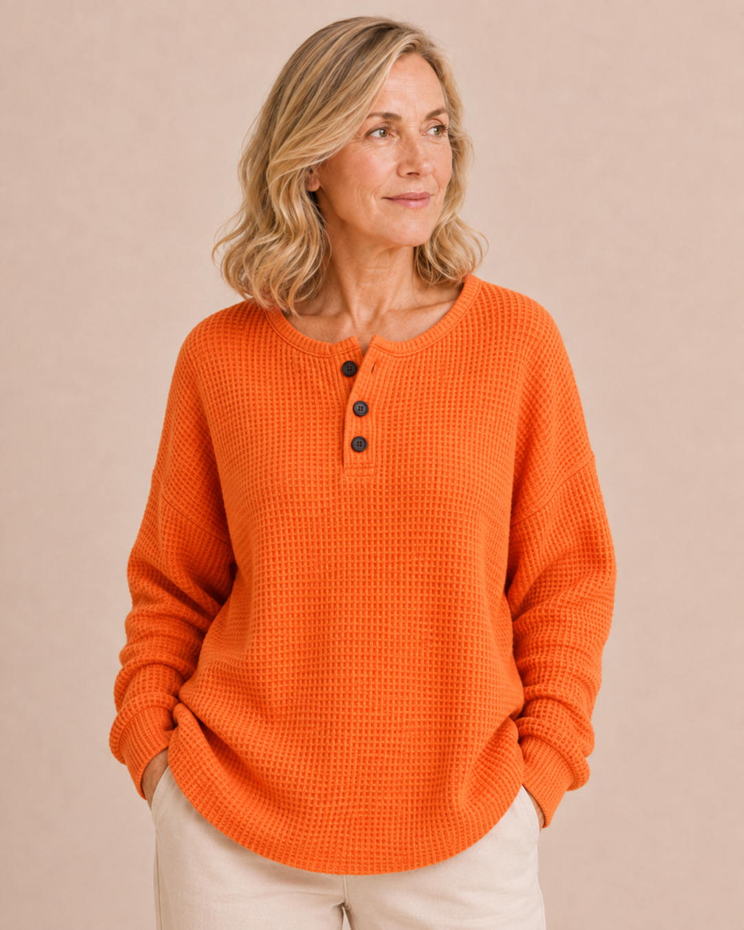 Toinette | Waffle Knit Henley Top
