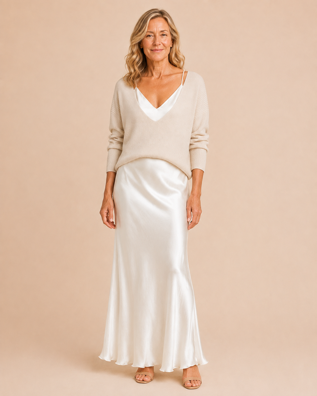Elisabeth | Knit Top and Satin Skirt Set