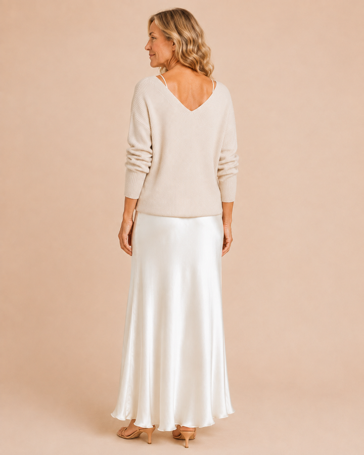Elisabeth | Knit Top and Satin Skirt Set