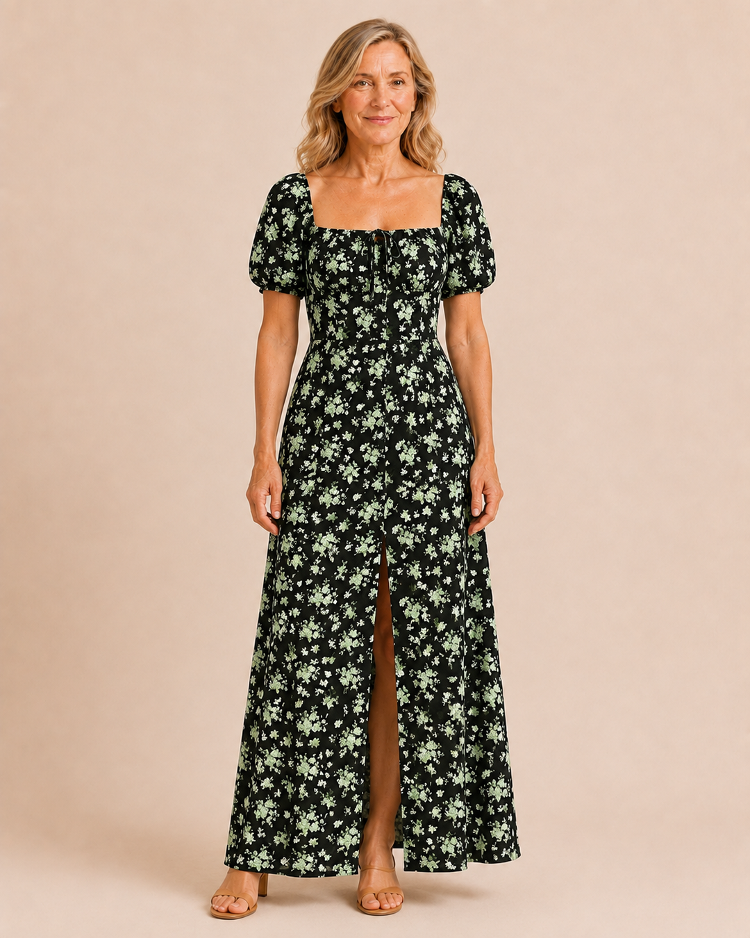 Noémie | Painterly Floral Split Hem Dress