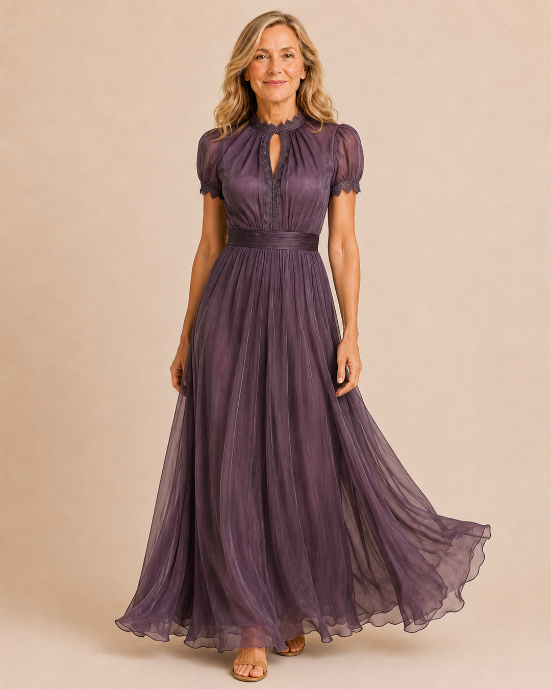Anicette | Lace Bodice Chiffon Maxi