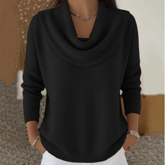 Dorine | Draped Collar Knit Sweater