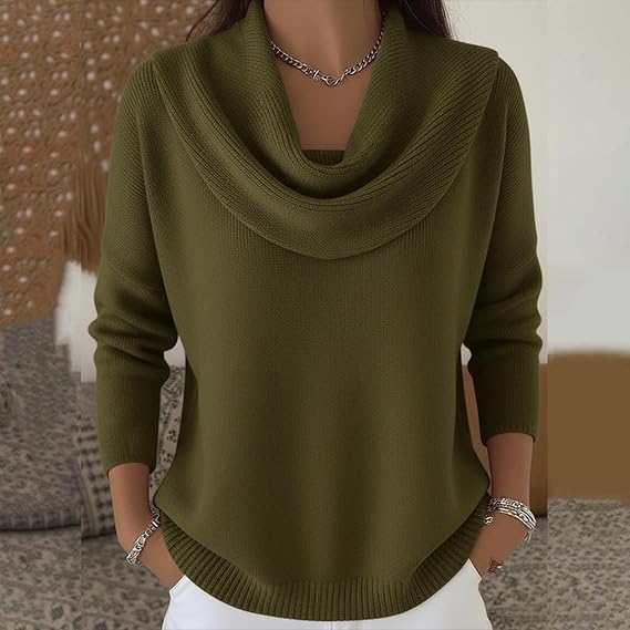 Dorine | Draped Collar Knit Sweater