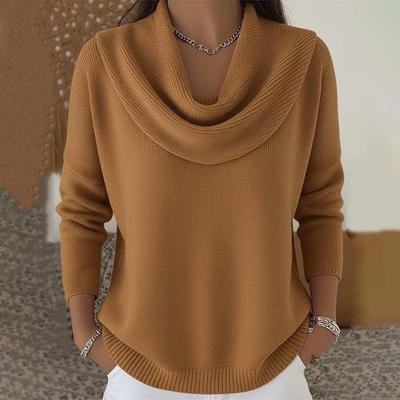 Dorine | Draped Collar Knit Sweater