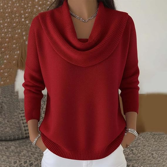 Dorine | Draped Collar Knit Sweater