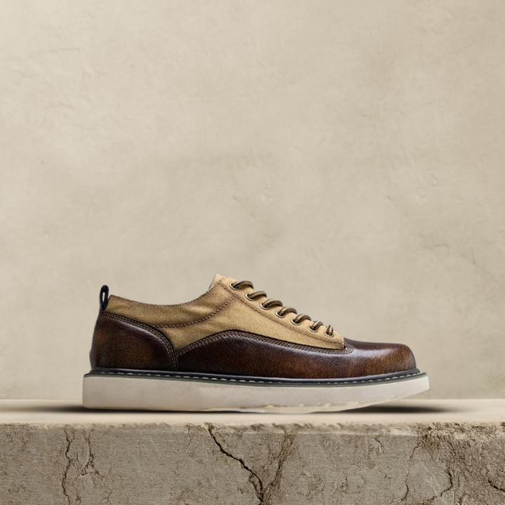 Célestin | Leather Canvas Lace-Up Sneakers