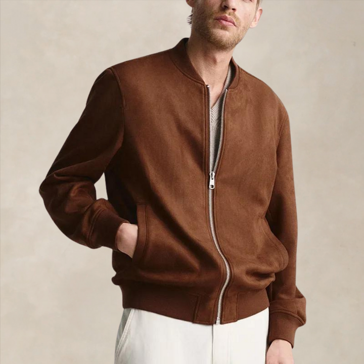 Damien | Brushed Cotton Zip Front Jacket