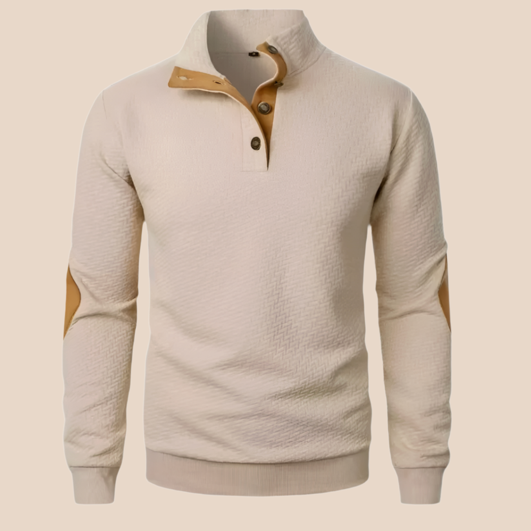 Landry | Leather Elbow Merino Zip Knit