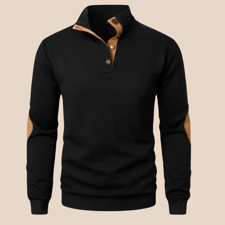 Landry | Leather Elbow Merino Zip Knit