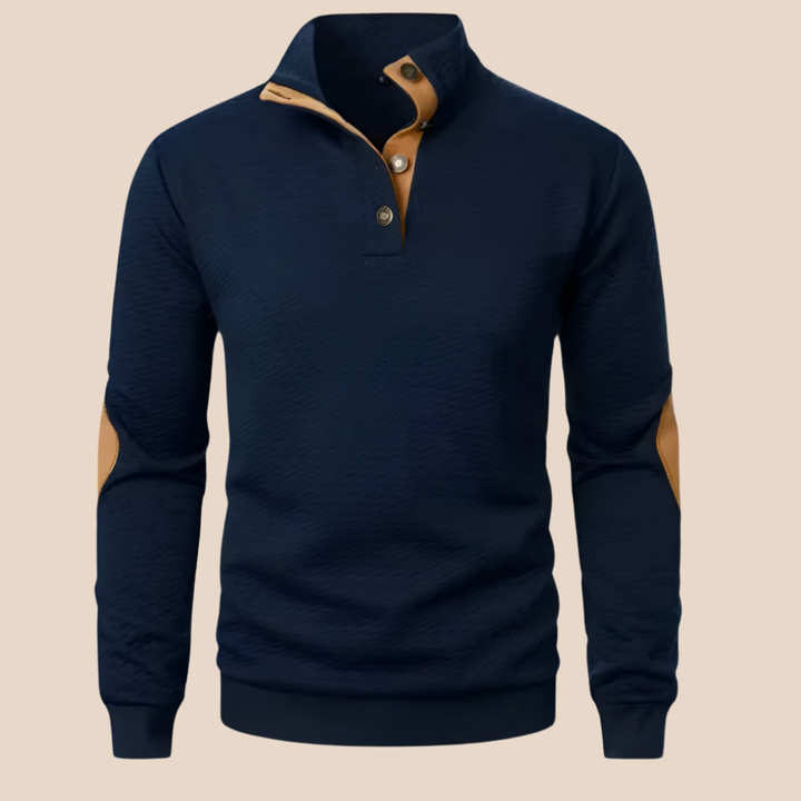Landry | Leather Elbow Merino Zip Knit