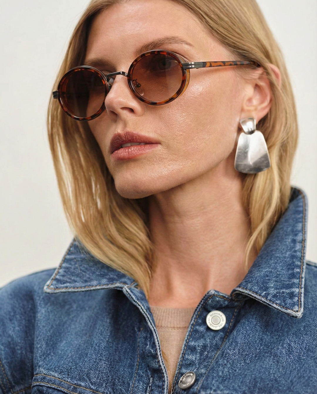 Slim Rim Oval Metal Sunglasses