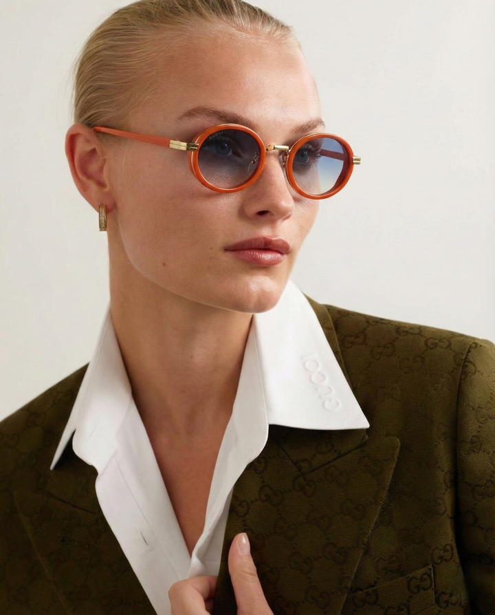 Slim Rim Oval Metal Sunglasses