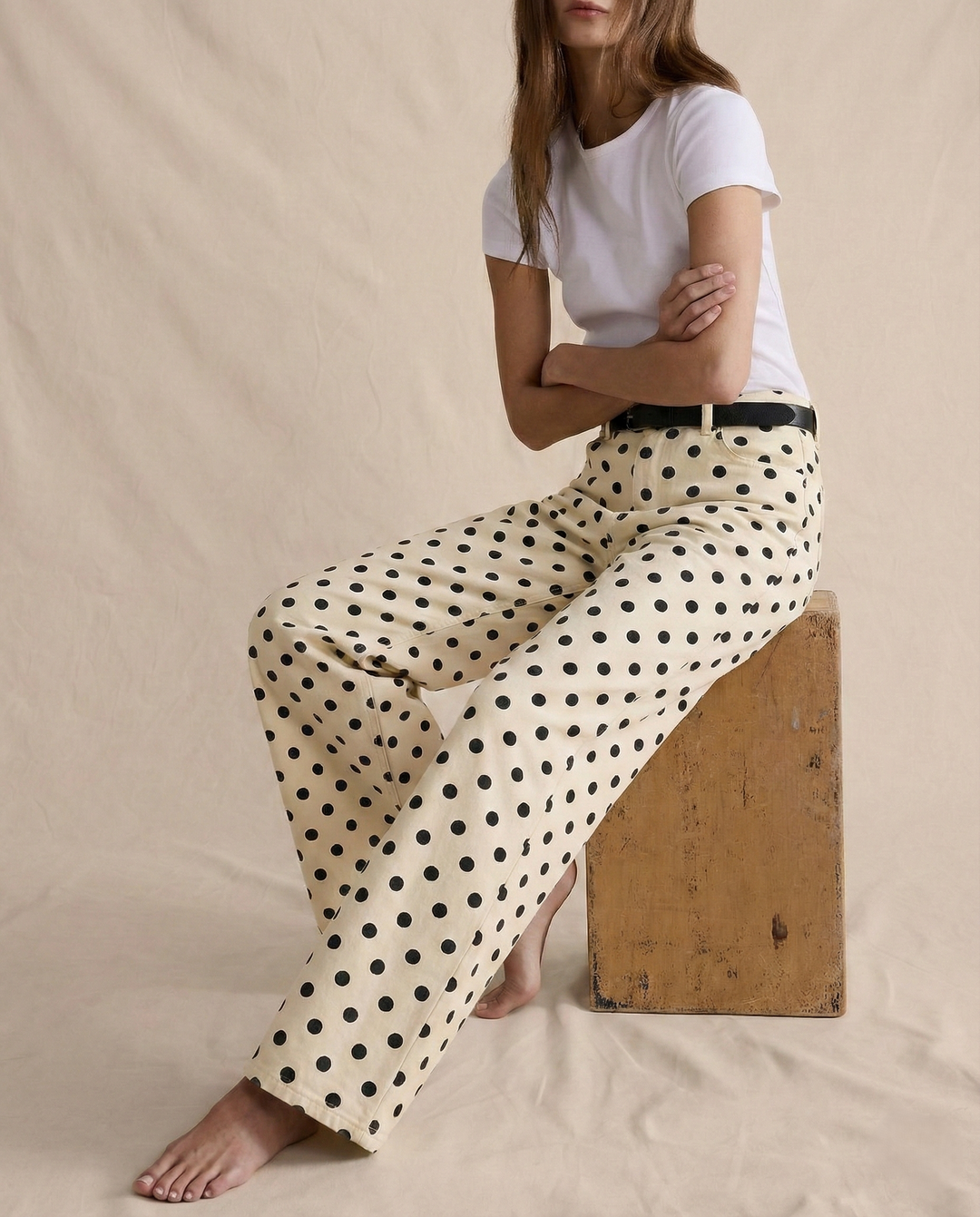 Paule | Polka Dot Cotton Wide Leg Trousers