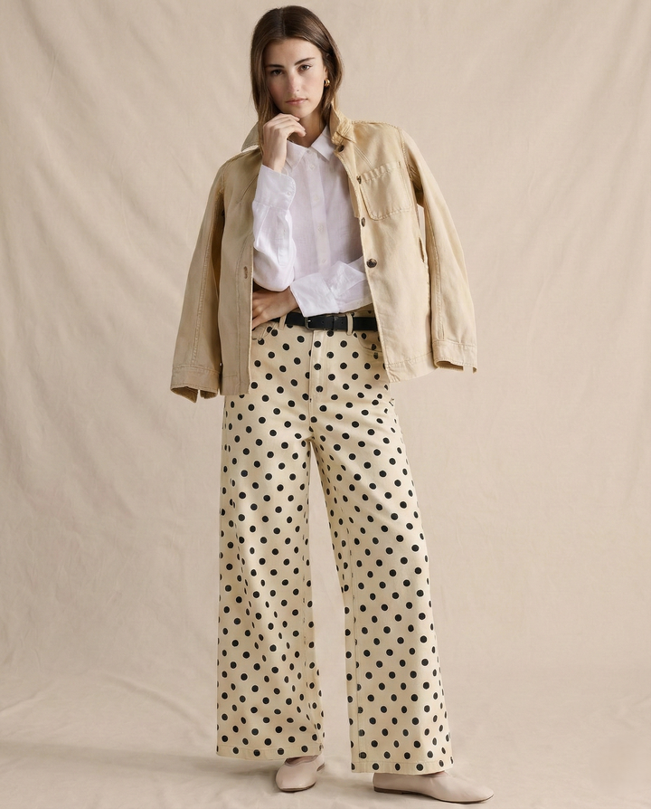 Paule | Polka Dot Cotton Wide Leg Trousers