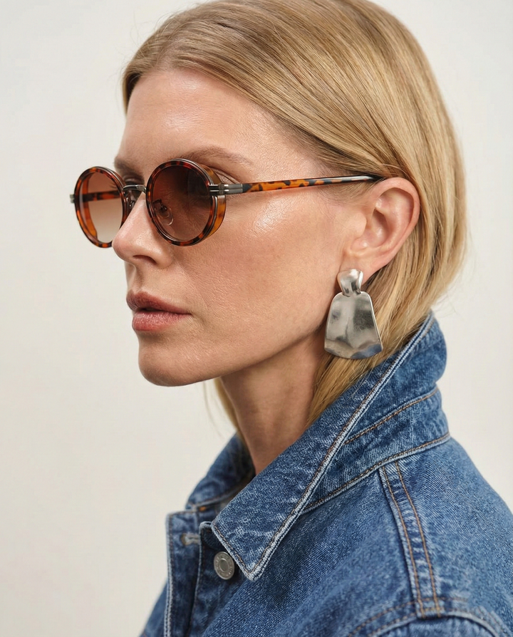 Slim Rim Oval Metal Sunglasses
