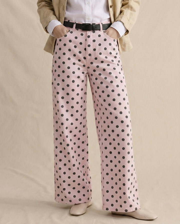 Paule | Polka Dot Cotton Wide Leg Trousers