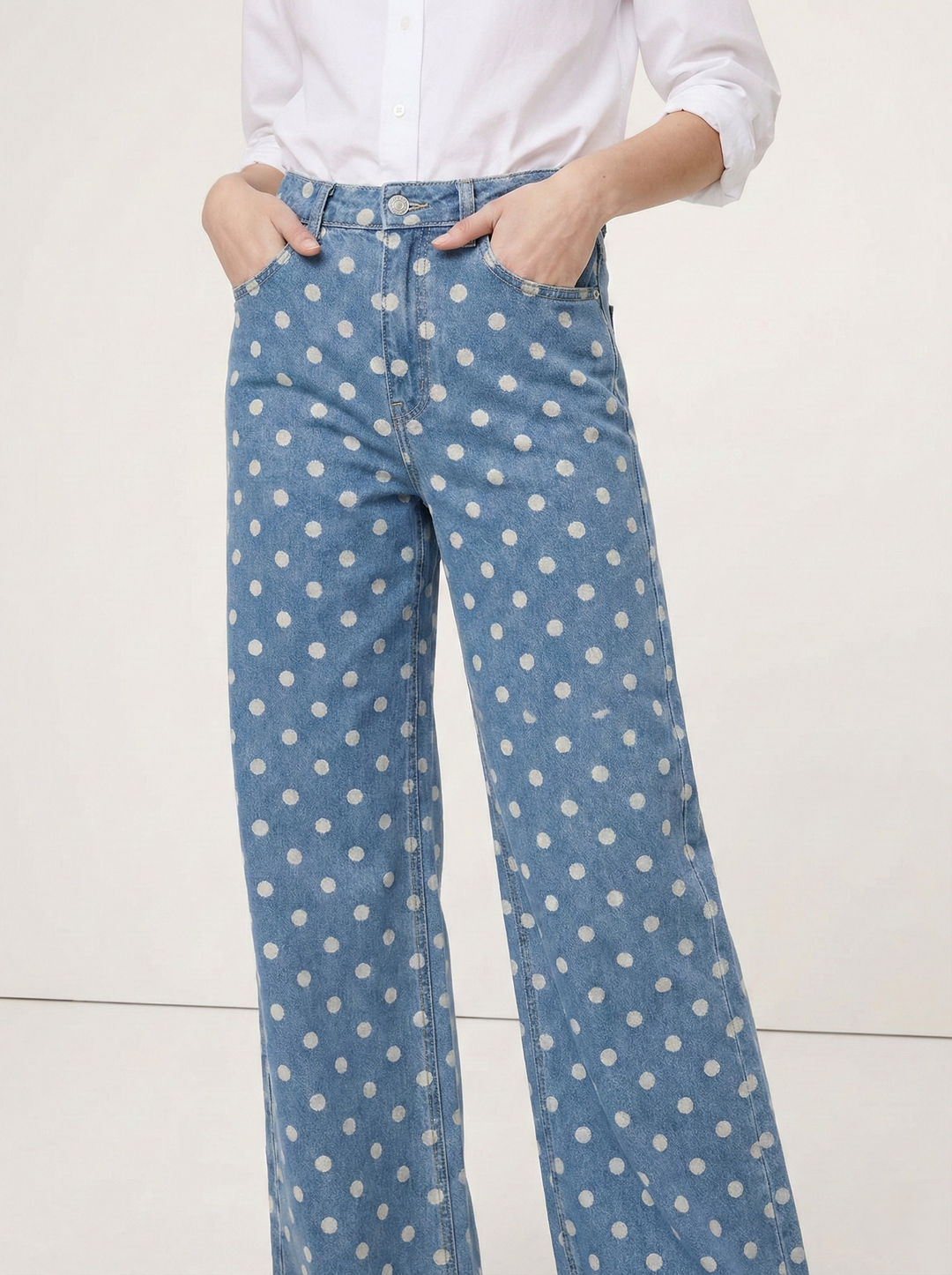 Paule | Polka Dot Cotton Wide Leg Trousers