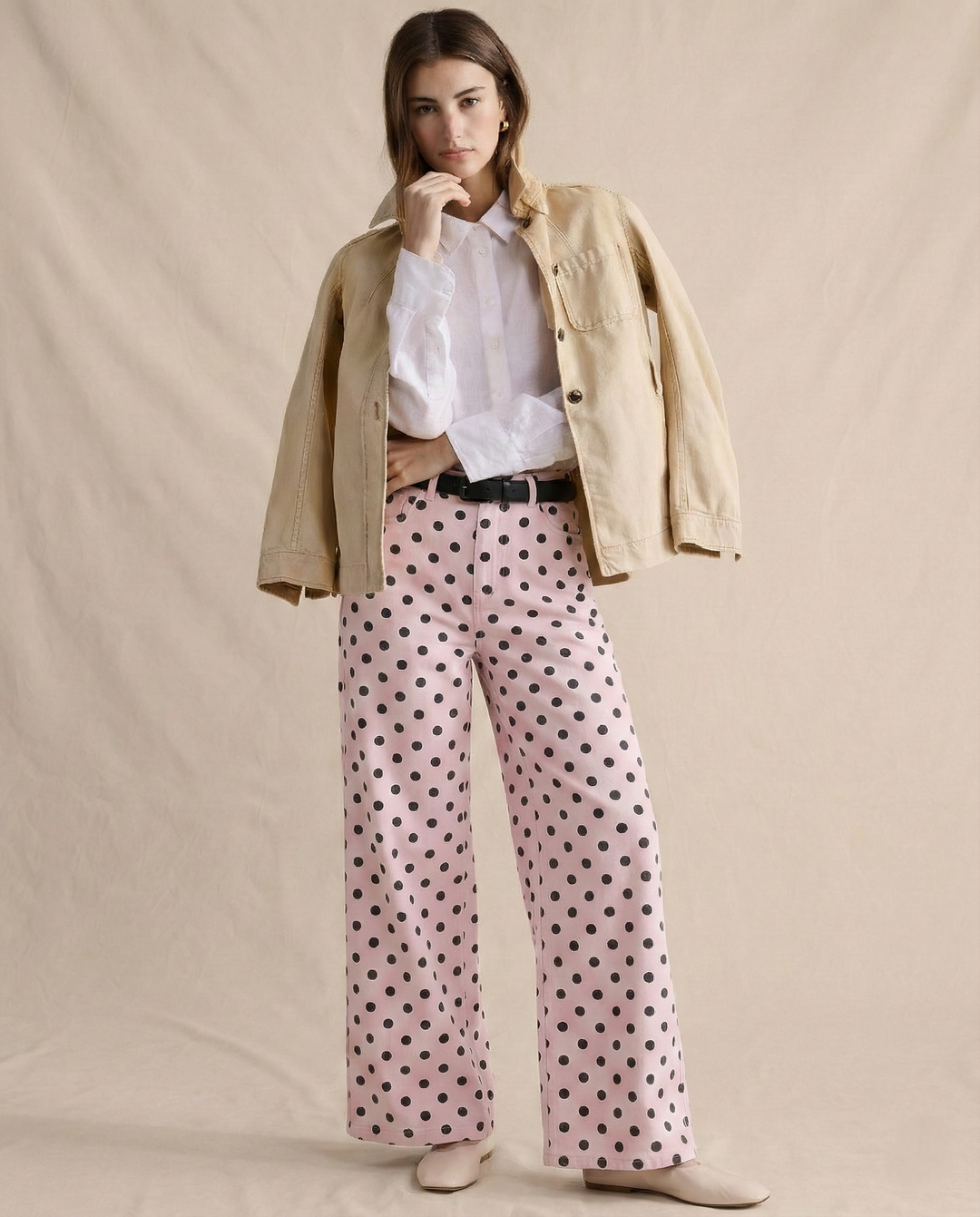 Paule | Polka Dot Cotton Wide Leg Trousers