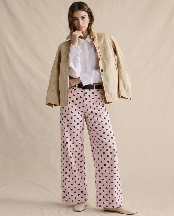 Paule | Polka Dot Cotton Wide Leg Trousers