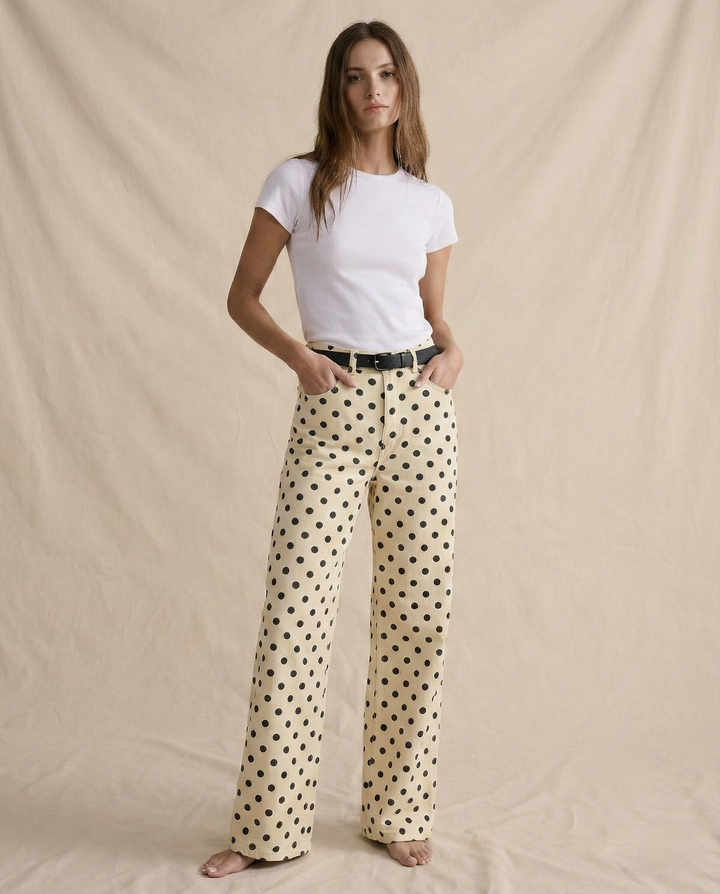 Paule | Polka Dot Cotton Wide Leg Trousers