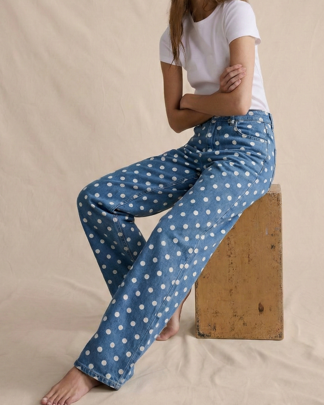 Paule | Polka Dot Cotton Wide Leg Trousers