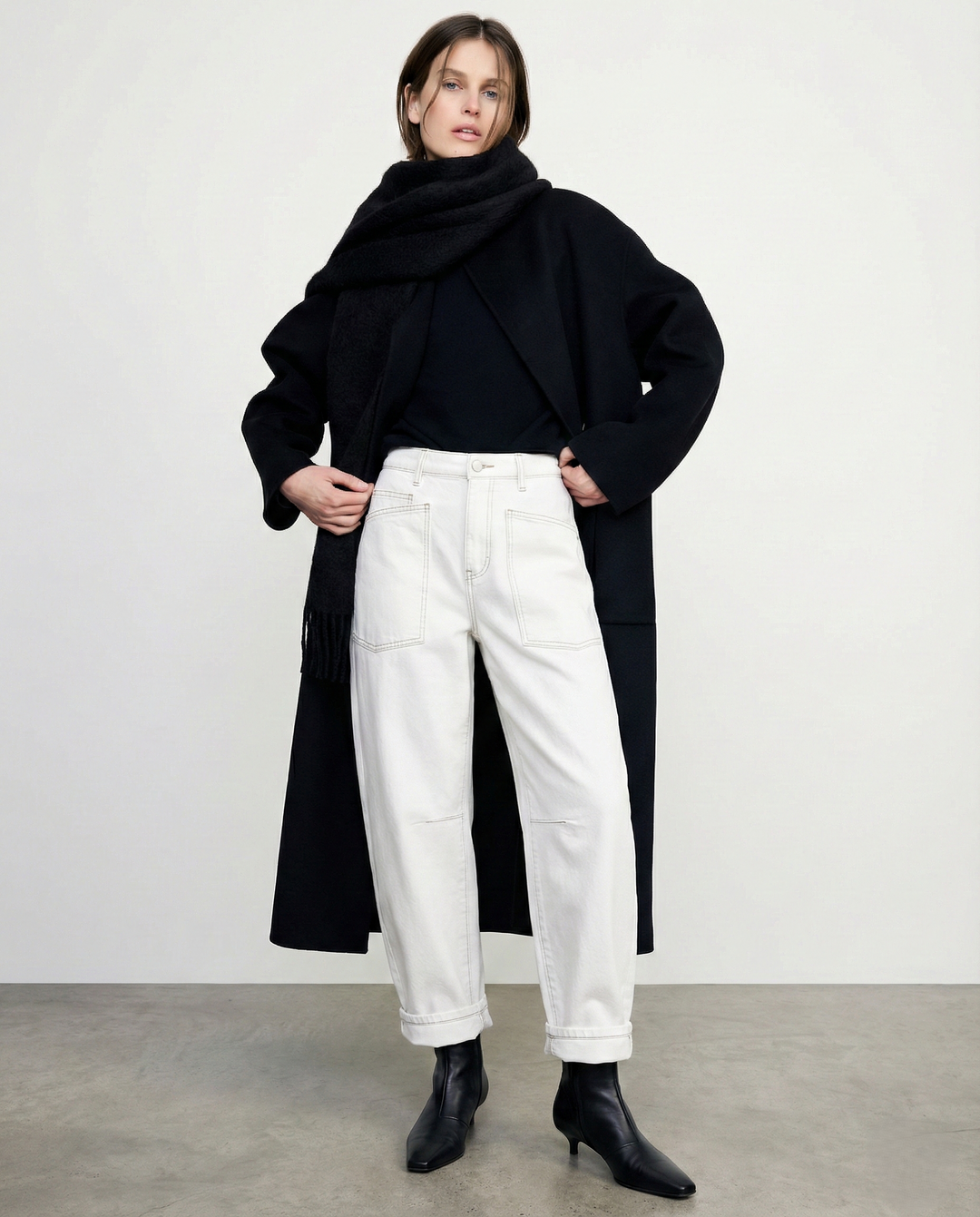 Sylviane | Structured Denim Barrel Leg Jeans