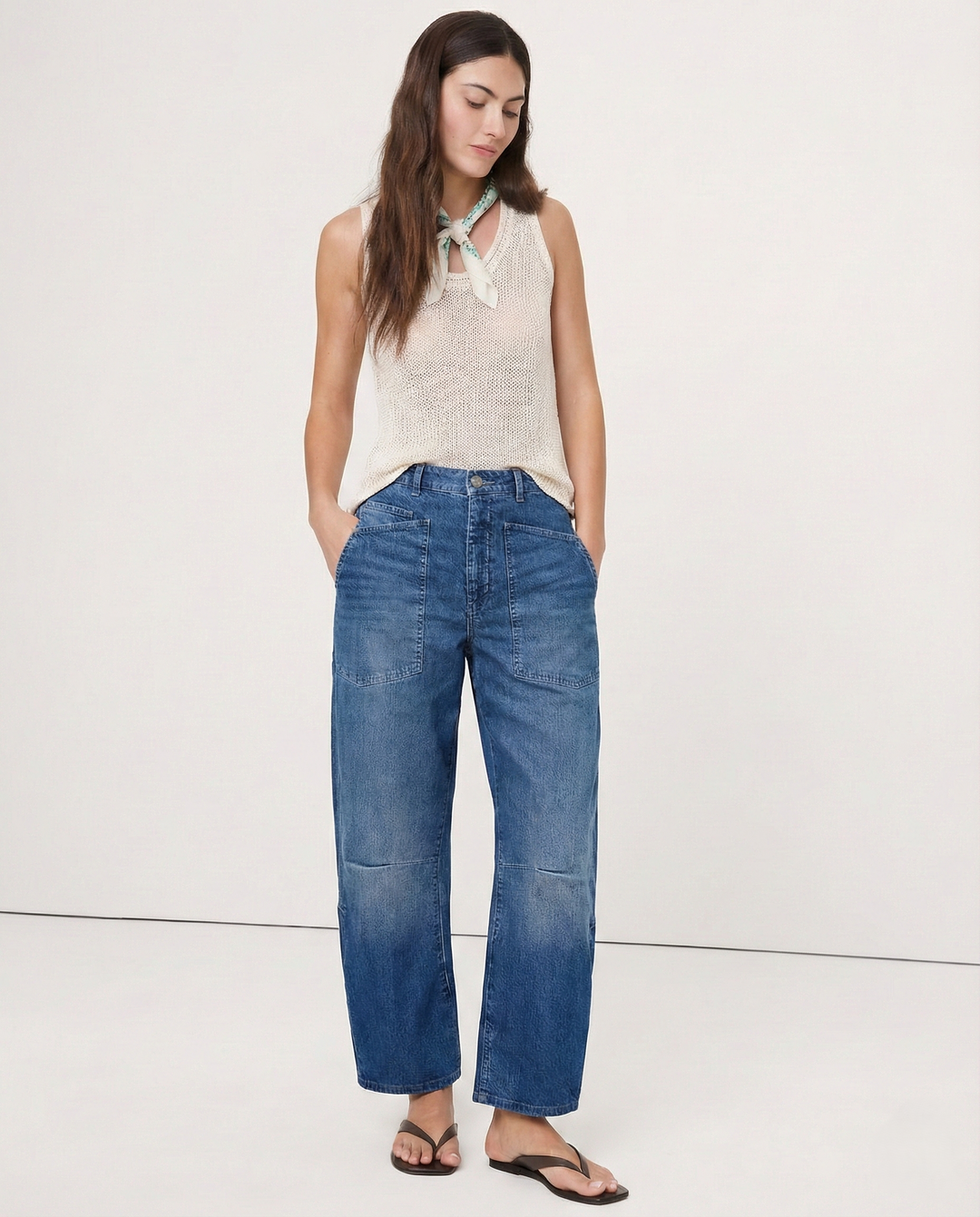 Sylviane | Structured Denim Barrel Leg Jeans